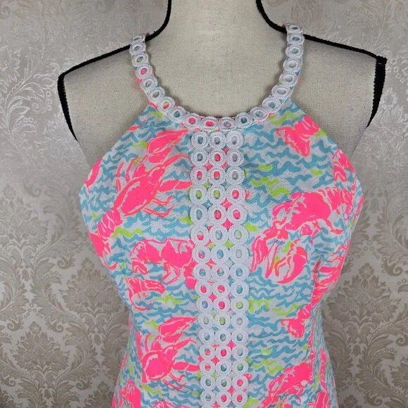Lilly Pulitzer Size 8 Pearl Shift Dress in Resort White Pop Up Lobstah Roll NWT - Picture 2 of 14